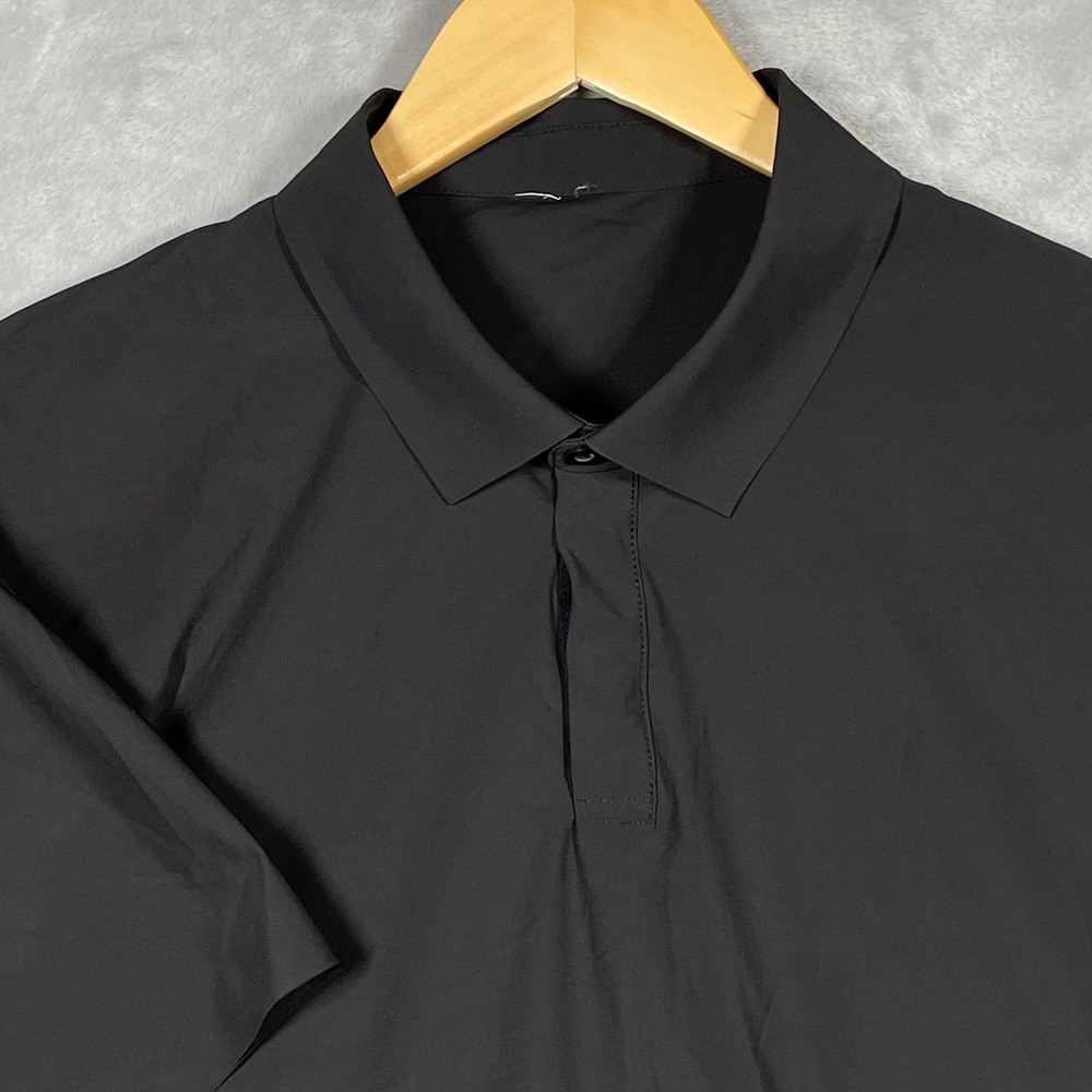 BYLT Basics Mens Black Performance Short Sleeve Polo Shirt Hidden Placket XL